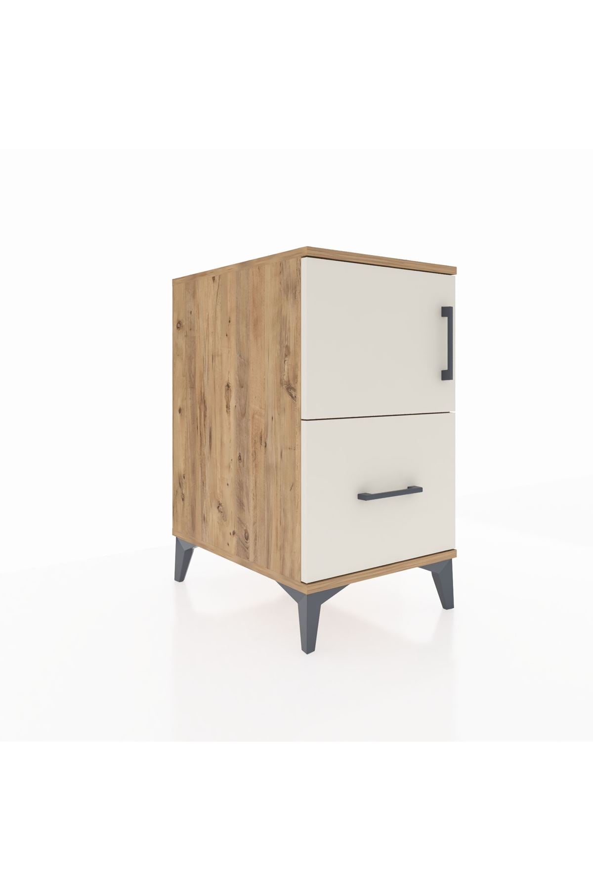 Kronos Komodin 2 Raflı Tek Çekmeceli Tek Kapaklı 44x59x80 Çam-Aytaşı