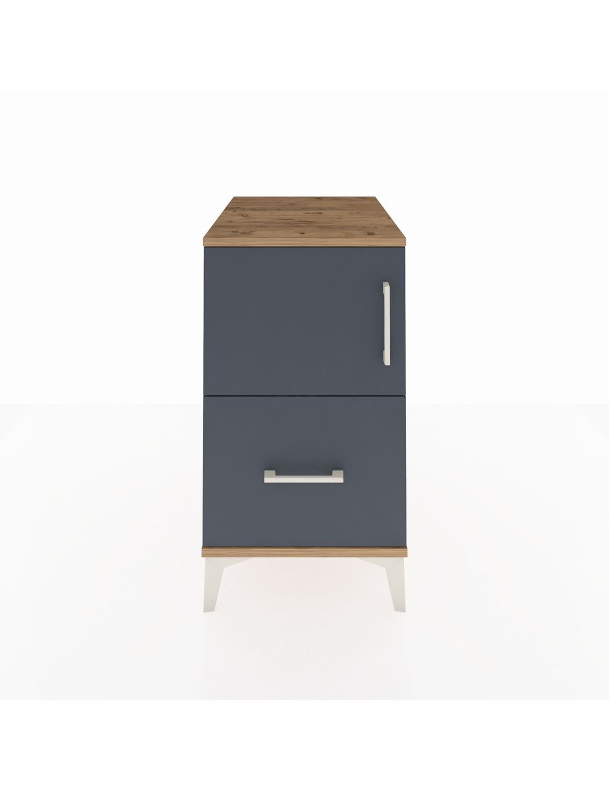 Kronos Komodin 2 Raflı Tek Çekmeceli Tek Kapaklı 44x59x80 Çam-Antrasit