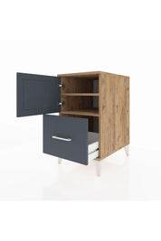 Kronos Komodin 2 Raflı Tek Çekmeceli Tek Kapaklı 44x59x80 Çam-Antrasit