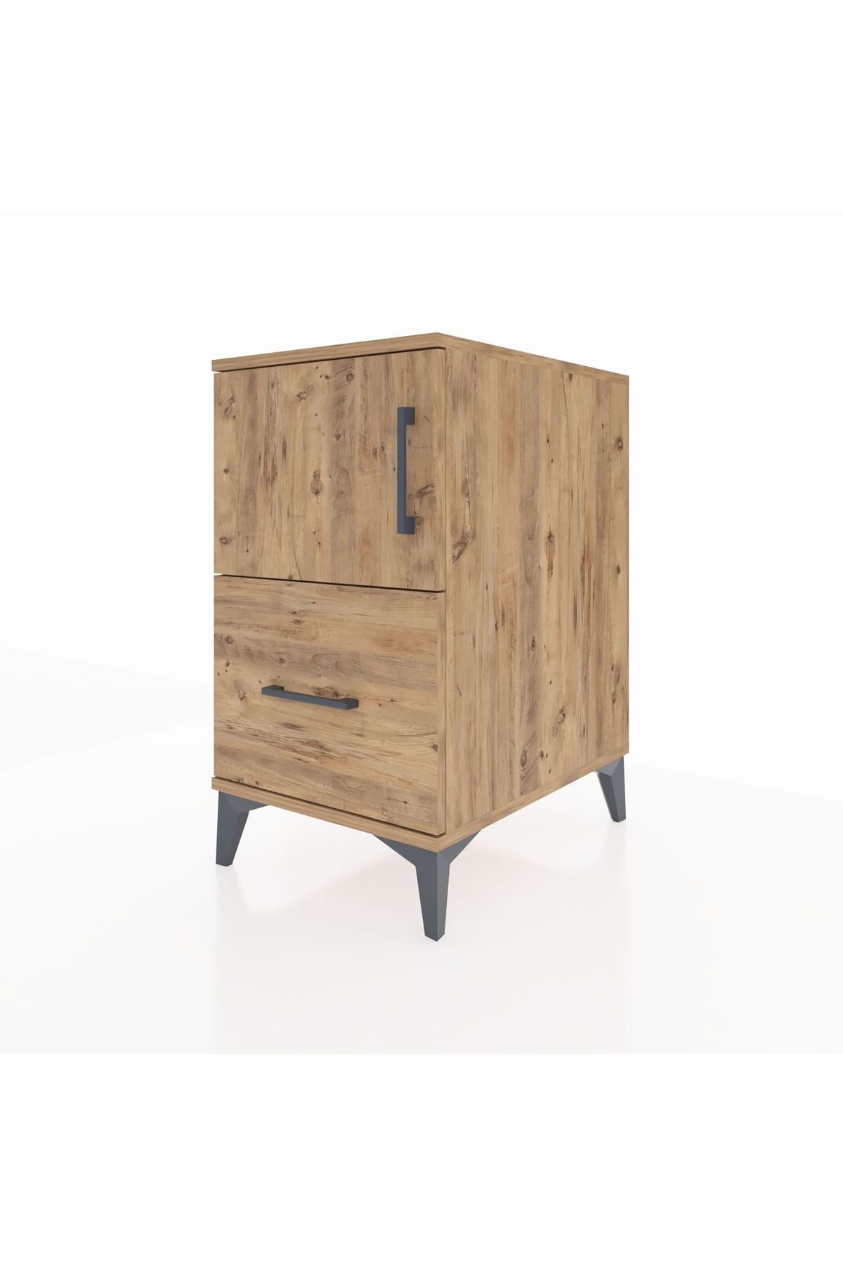 Kronos Komodin 2 Raflı Tek Çekmeceli Tek Kapaklı 44x59x80 Çam-Çam