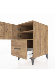 Kronos Komodin 2 Raflı Tek Çekmeceli Tek Kapaklı 44x59x80 Çam-Çam
