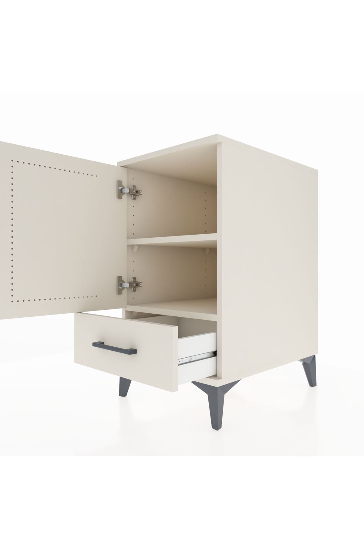 Kronos Komodin 2 Raflı Tek Çekmeceli Tek Kapaklı 44x59x80 Aytaşı-Aytaşı