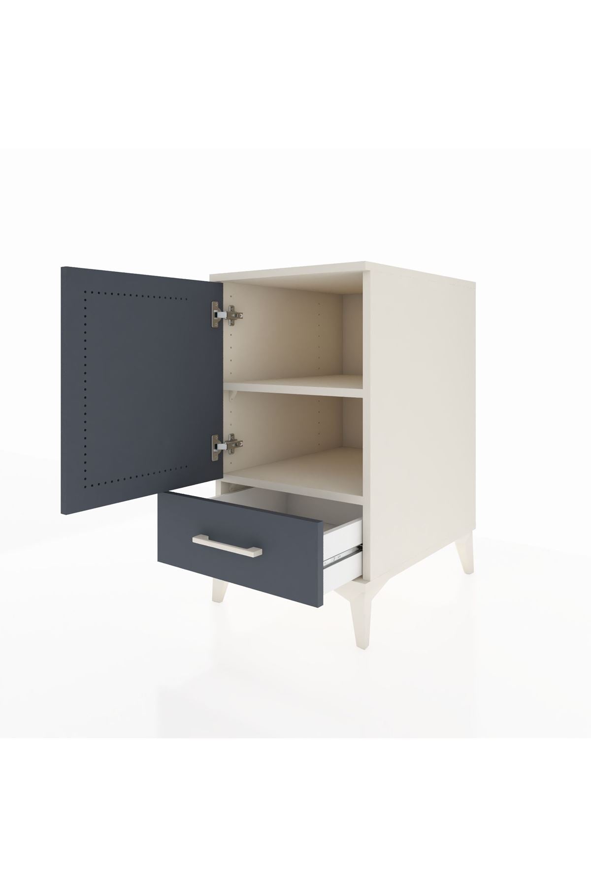 Kronos Komodin 2 Raflı Tek Çekmeceli Tek Kapaklı 44x59x80 Aytaşı-Antrasit