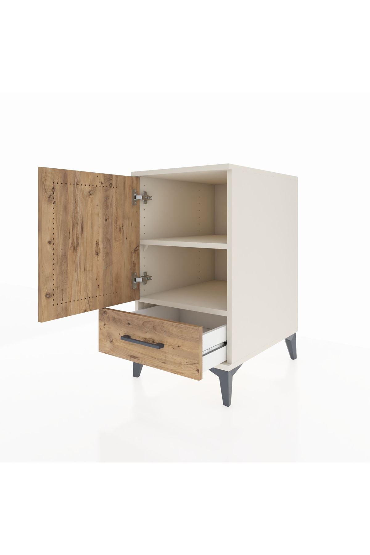 Kronos Komodin 2 Raflı Tek Çekmeceli Tek Kapaklı 44x59x80 Aytaşı-Çam