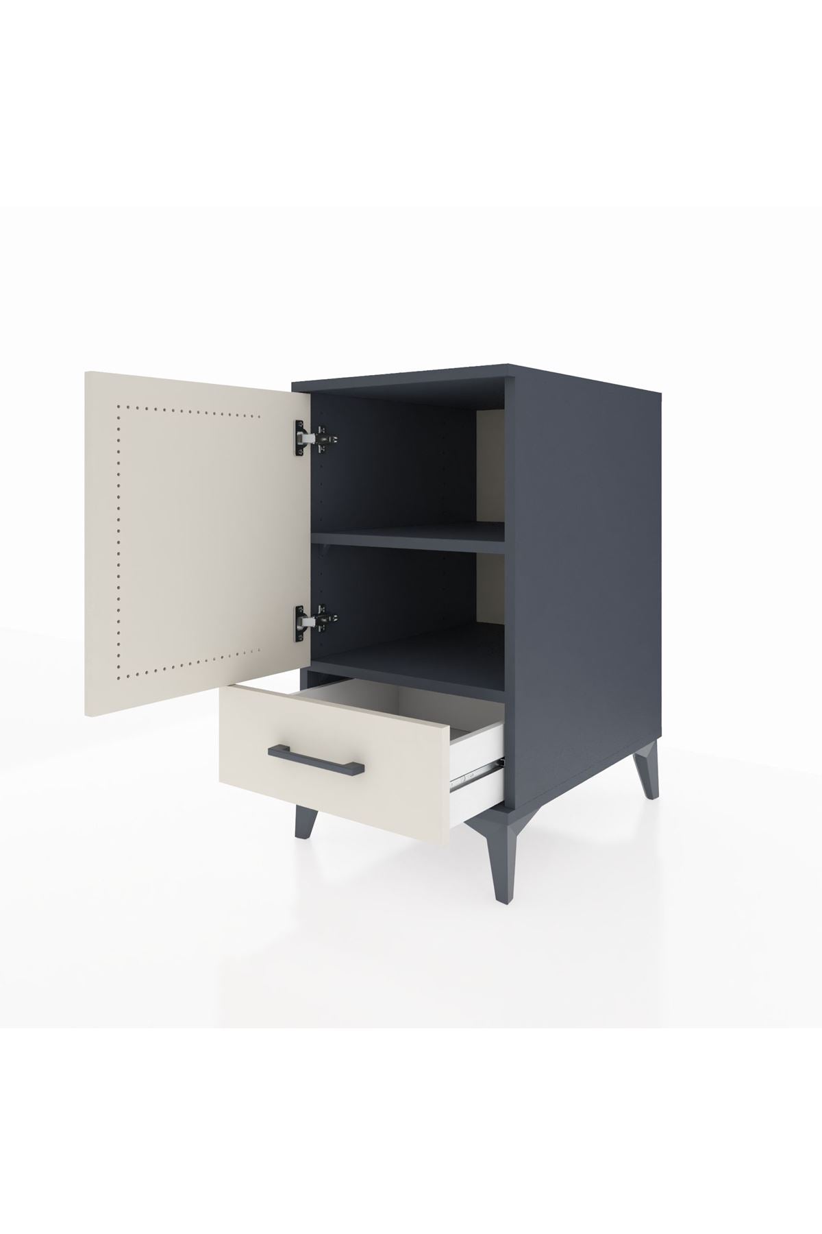 Kronos Komodin 2 Raflı Tek Çekmeceli Tek Kapaklı 44x59x80 Antrasit-Aytaşı