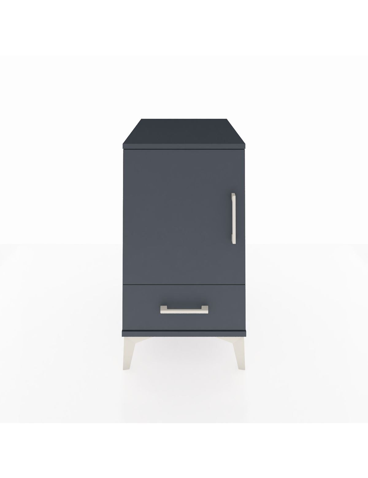 Kronos Komodin 2 Raflı Tek Çekmeceli Tek Kapaklı 44x59x80 Antrasit-Antrasit