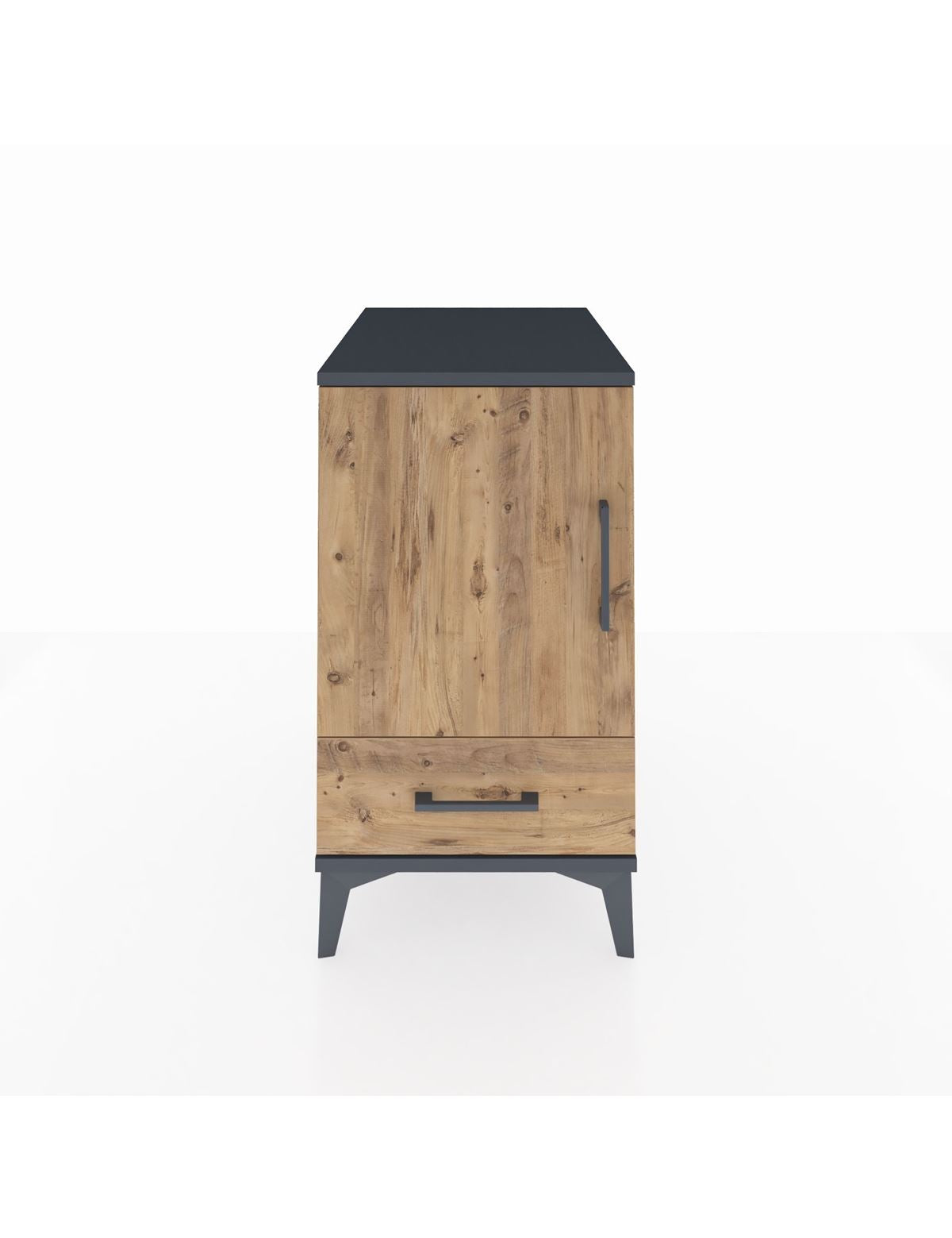 Kronos Komodin 2 Raflı Tek Çekmeceli Tek Kapaklı 44x59x80 Antrasit-Çam