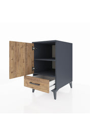 Kronos Komodin 2 Raflı Tek Çekmeceli Tek Kapaklı 44x59x80 Antrasit-Çam