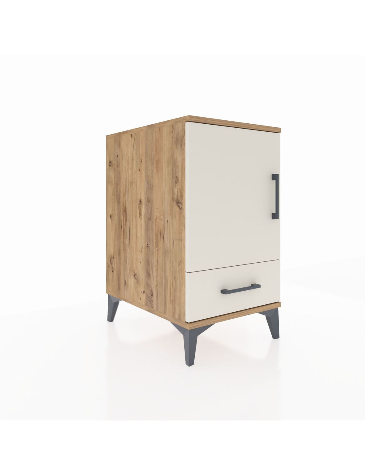 Kronos Komodin 2 Raflı Tek Çekmeceli Tek Kapaklı 44x59x80 Çam-Aytaşı