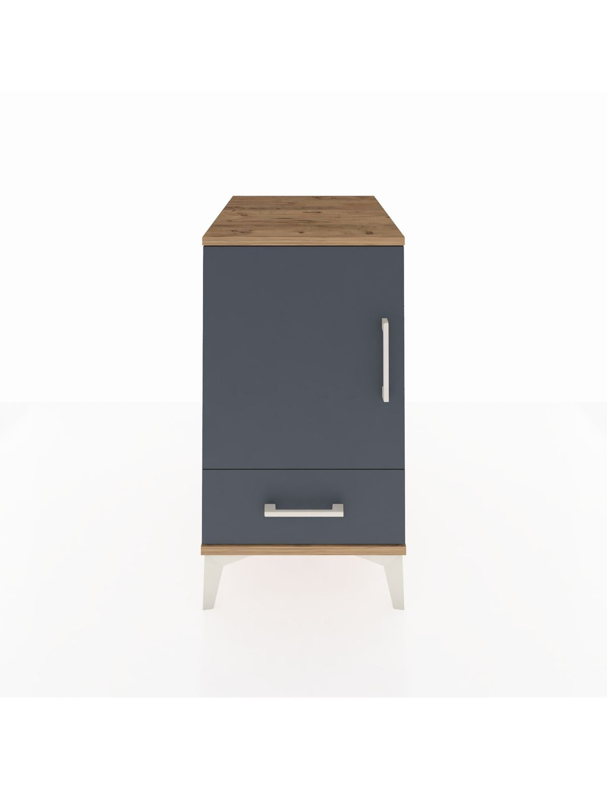 Kronos Komodin 2 Raflı Tek Çekmeceli Tek Kapaklı 44x59x80 Çam-Antrasit