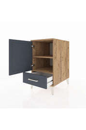 Kronos Komodin 2 Raflı Tek Çekmeceli Tek Kapaklı 44x59x80 Çam-Antrasit