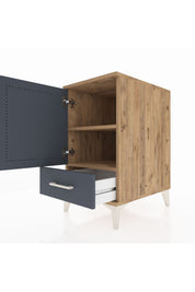 Kronos Komodin 2 Raflı Tek Çekmeceli Tek Kapaklı 44x59x80 Çam-Antrasit