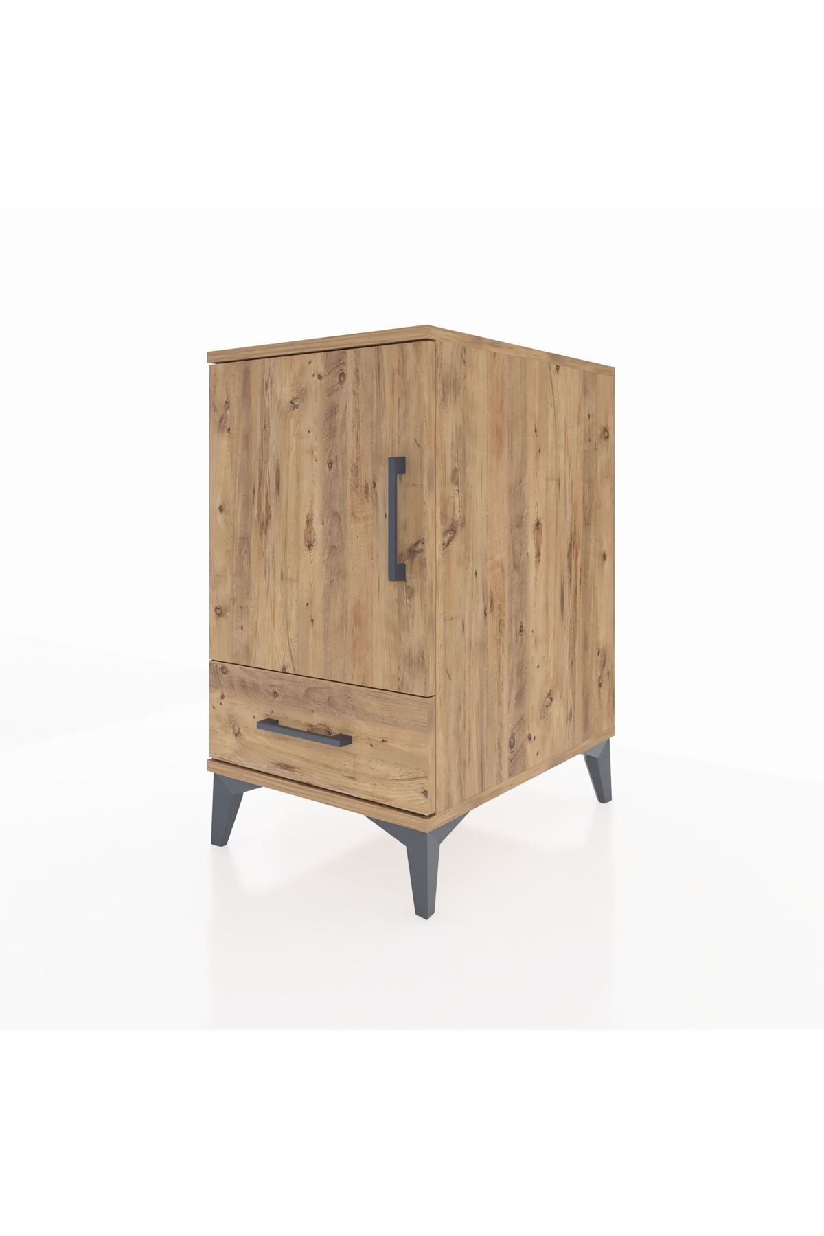 Kronos Komodin 2 Raflı Tek Çekmeceli Tek Kapaklı 44x59x80 Çam-Çam