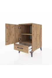 Kronos Komodin 2 Raflı Tek Çekmeceli Tek Kapaklı 44x59x80 Çam-Çam