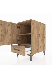 Kronos Komodin 2 Raflı Tek Çekmeceli Tek Kapaklı 44x59x80 Çam-Çam
