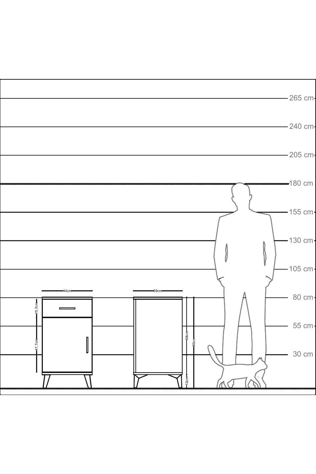 Kronos Komodin Tek Raflı Tek Çekmeceli Tek Kapaklı 44x59x80 Aytaşı-Aytaşı