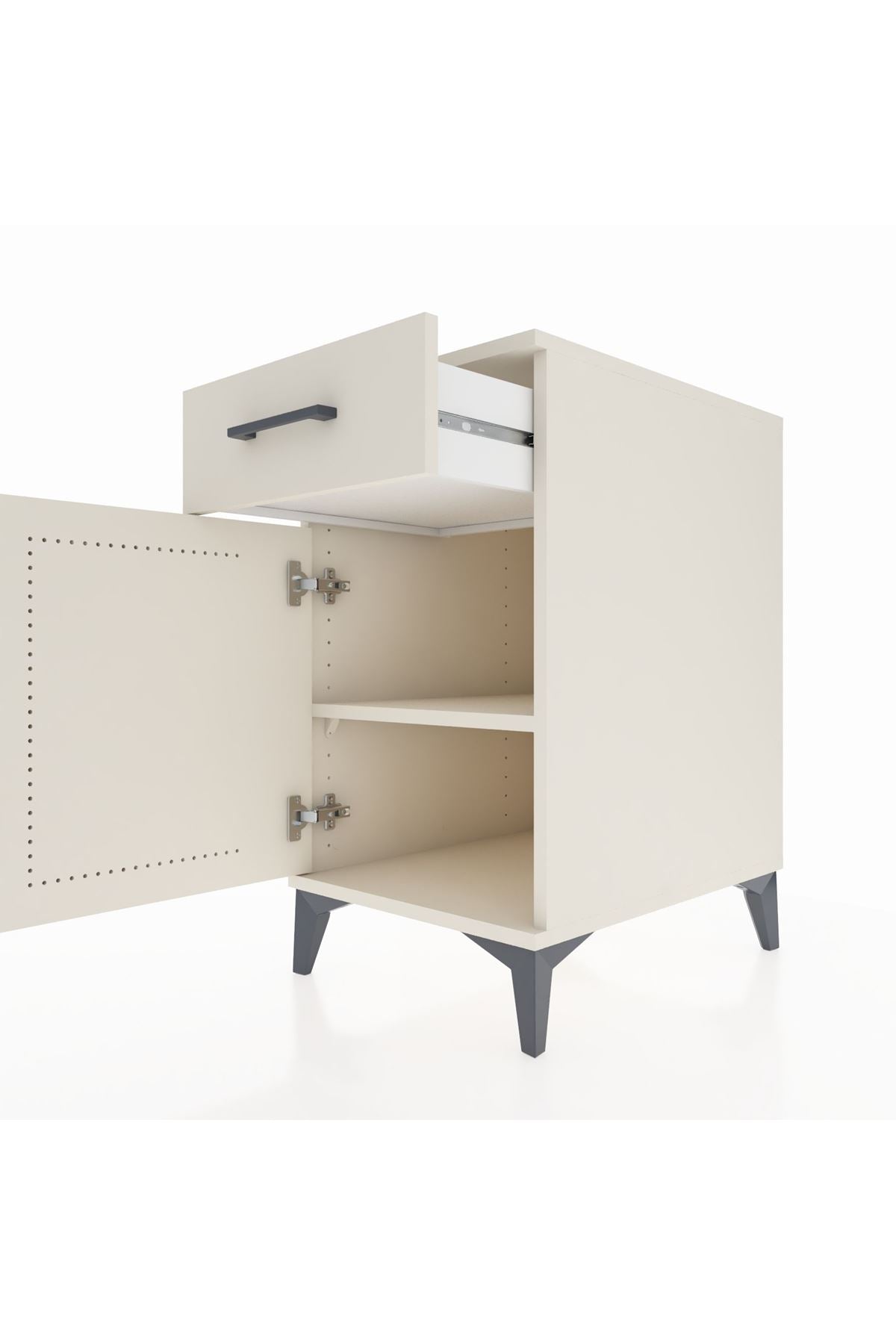 Kronos Komodin Tek Raflı Tek Çekmeceli Tek Kapaklı 44x59x80 Aytaşı-Aytaşı