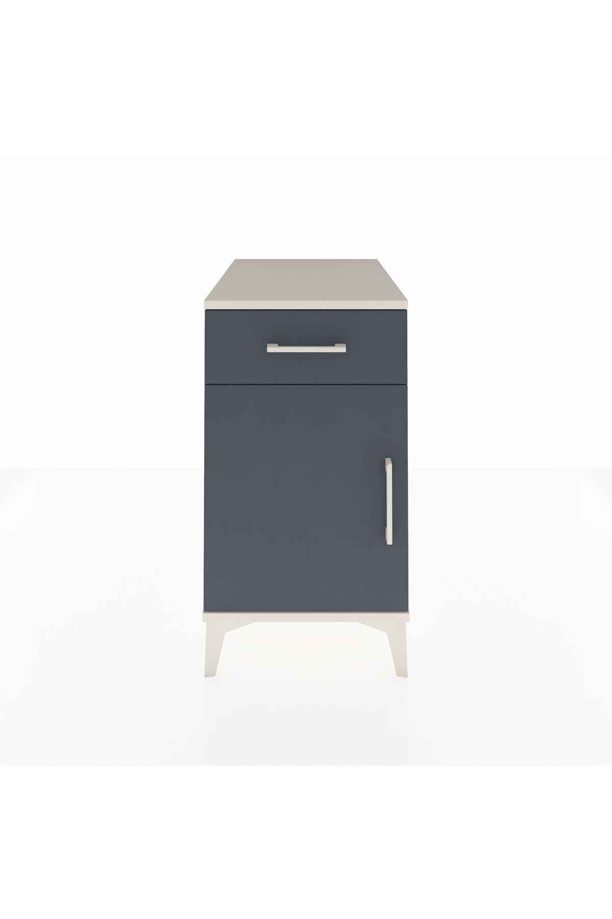 Kronos Komodin Tek Raflı Tek Çekmeceli Tek Kapaklı 44x59x80 Aytaşı-Antrasit