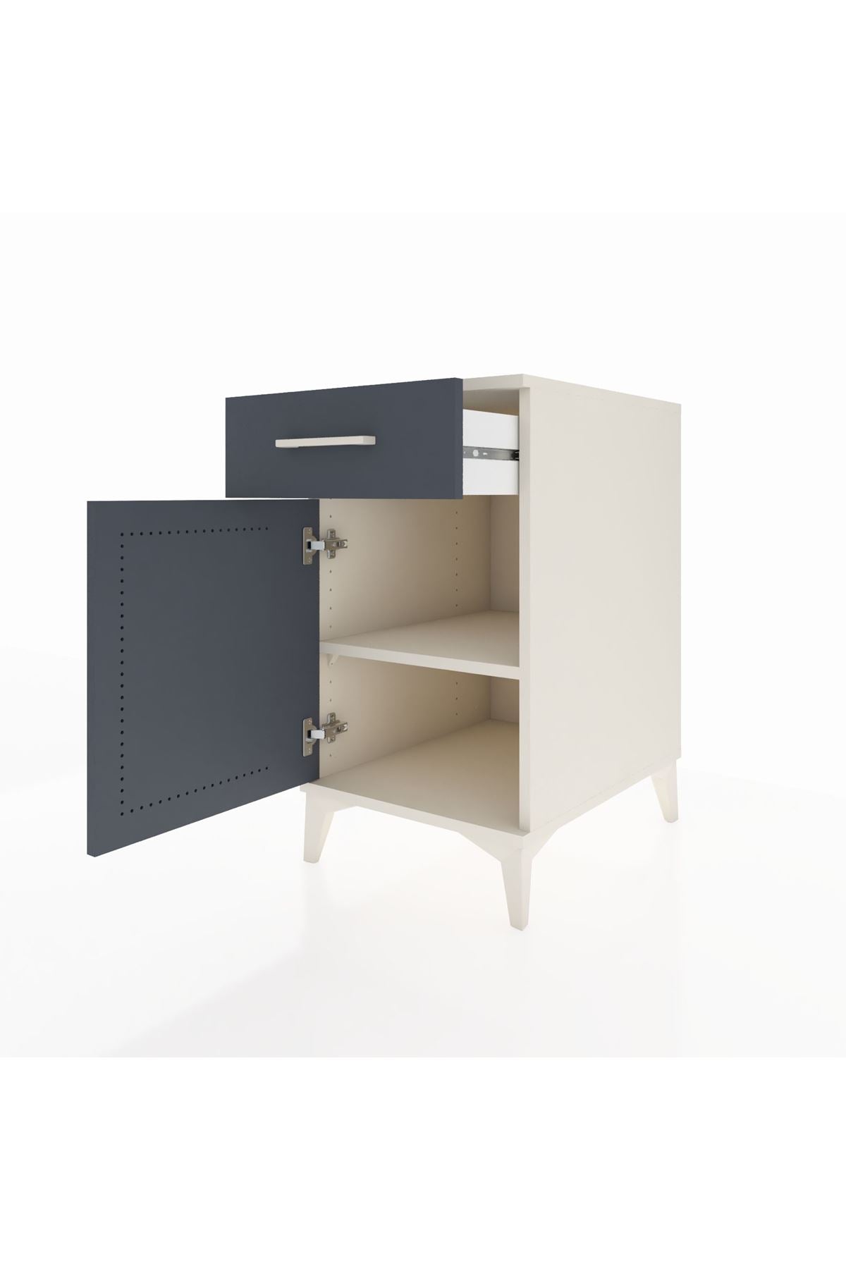 Kronos Komodin Tek Raflı Tek Çekmeceli Tek Kapaklı 44x59x80 Aytaşı-Antrasit