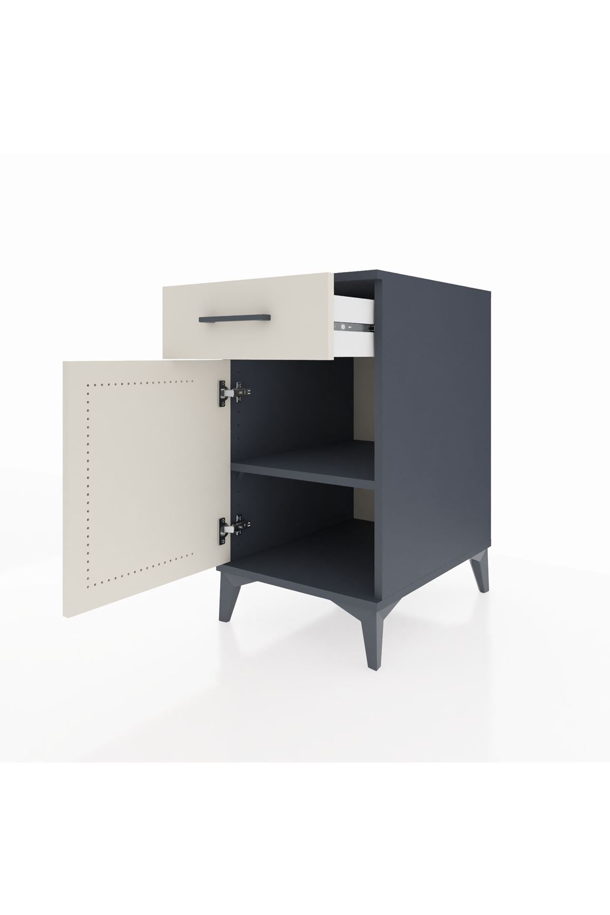 Kronos Komodin Tek Raflı Tek Çekmeceli Tek Kapaklı 44x59x80 Antrasit-Aytaşı