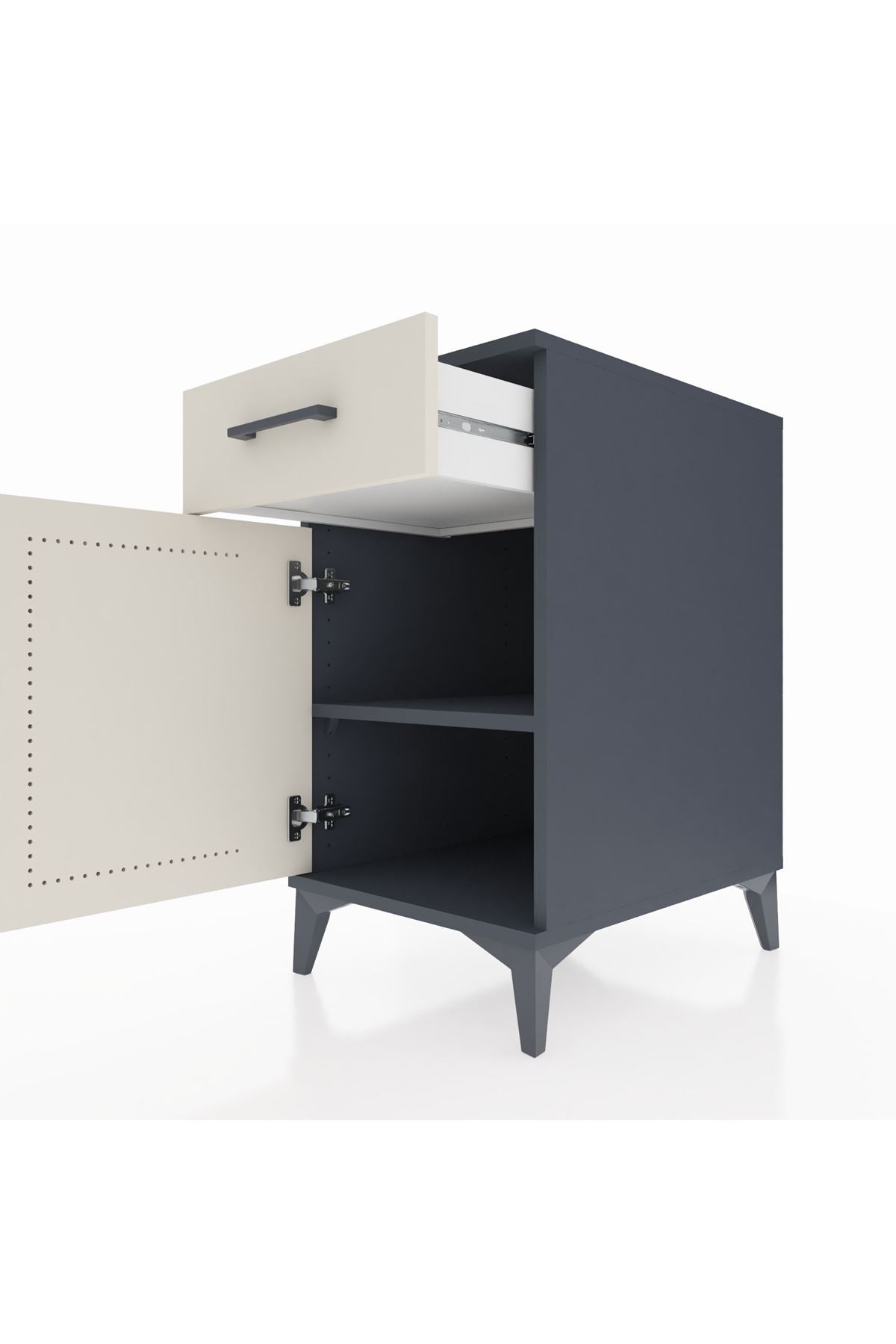 Kronos Komodin Tek Raflı Tek Çekmeceli Tek Kapaklı 44x59x80 Antrasit-Aytaşı