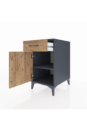 Kronos Komodin Tek Raflı Tek Çekmeceli Tek Kapaklı 44x59x80 Antrasit-Çam