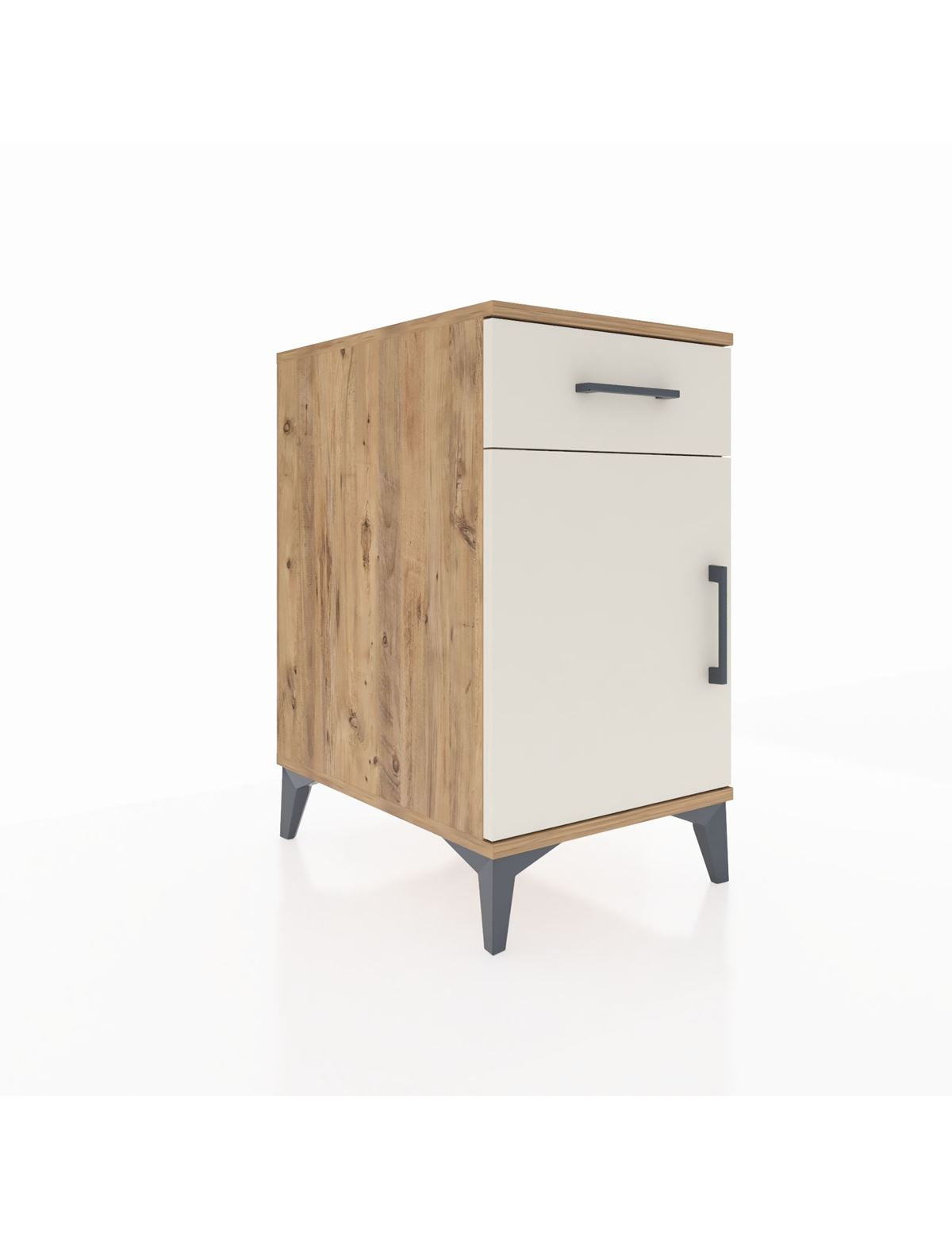 Kronos Komodin Tek Raflı Tek Çekmeceli Tek Kapaklı 44x59x80 Çam-Aytaşı