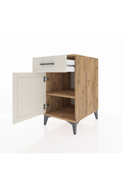 Kronos Komodin Tek Raflı Tek Çekmeceli Tek Kapaklı 44x59x80 Çam-Aytaşı