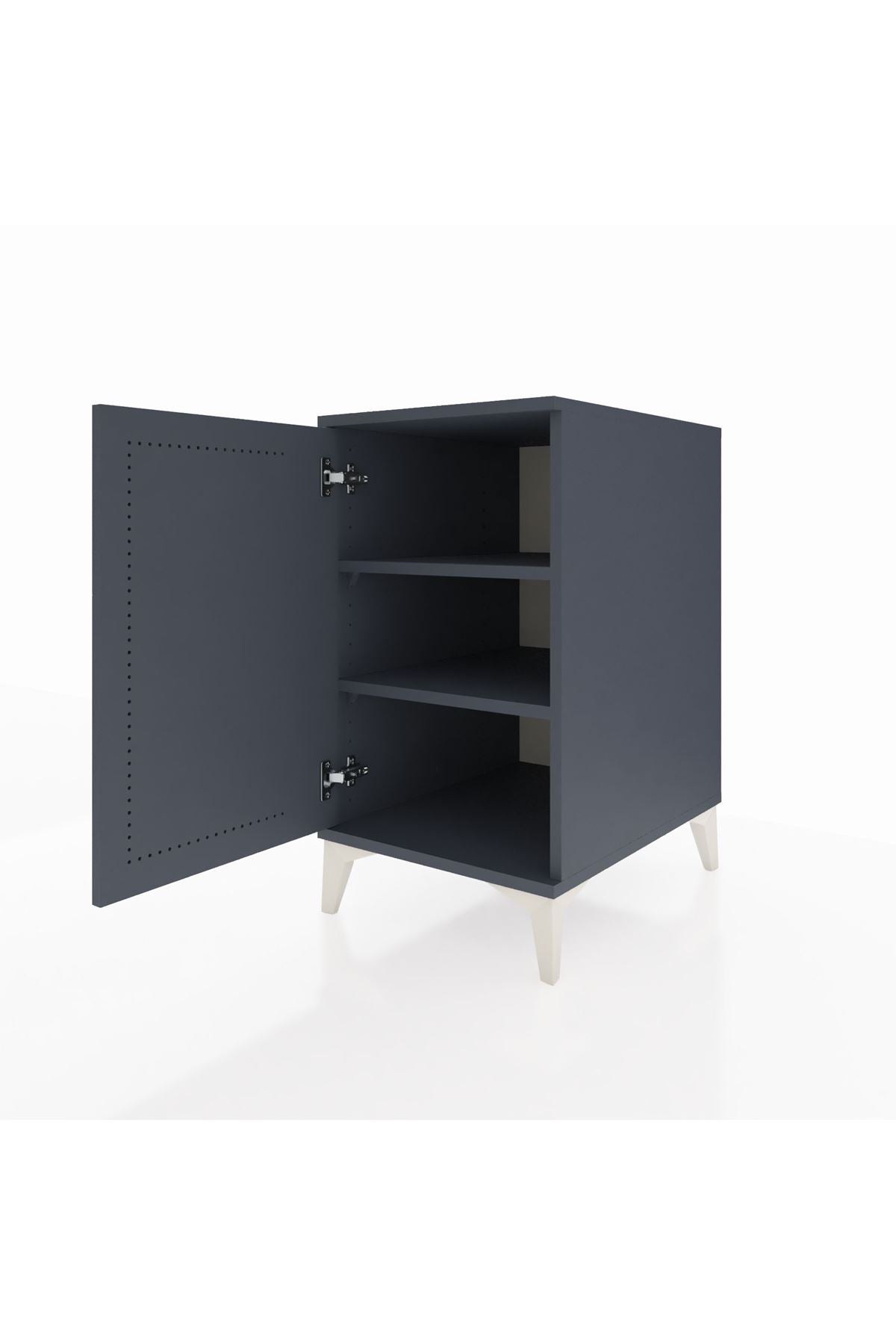 Kronos Komodin 2 Raflı Tek Kapaklı 44x59x80 Antrasit-Antrasit