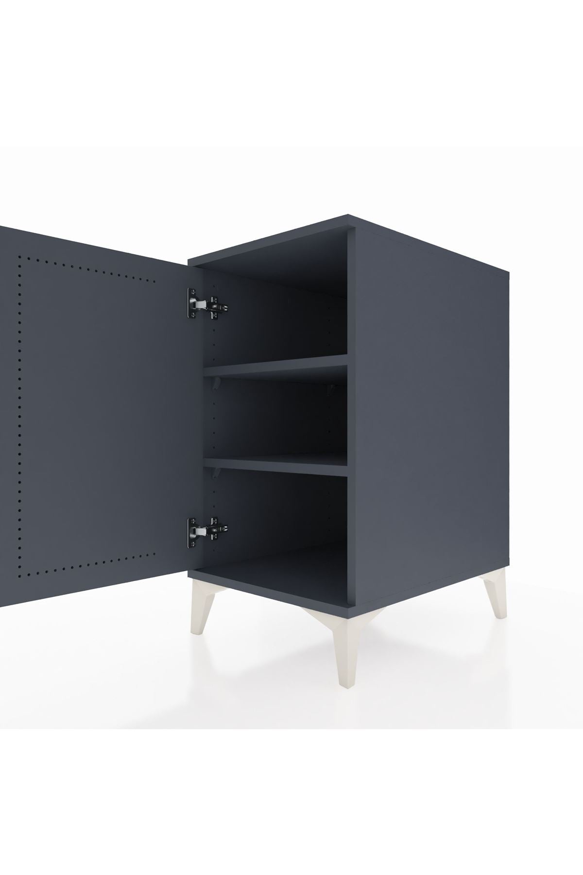 Kronos Komodin 2 Raflı Tek Kapaklı 44x59x80 Antrasit-Antrasit