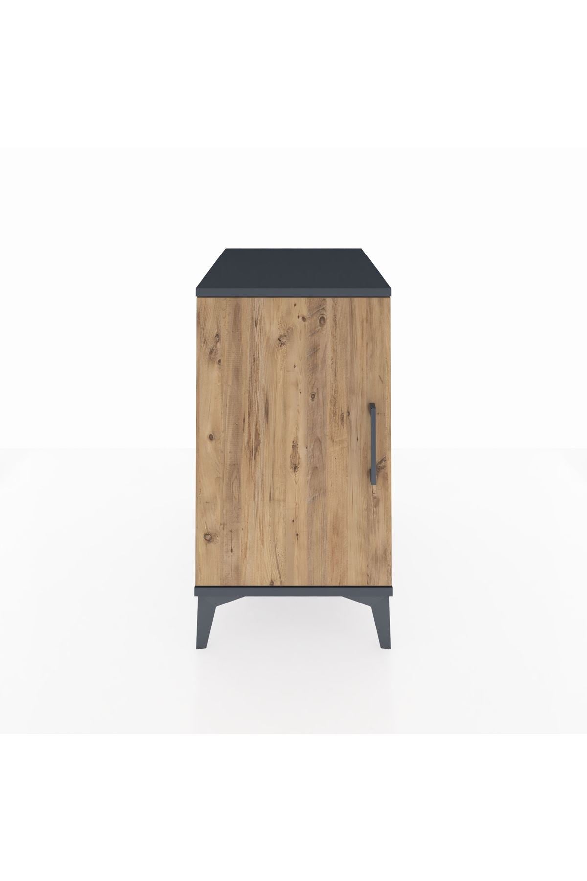 Kronos Komodin 2 Raflı Tek Kapaklı 44x59x80 Antrasit-Çam