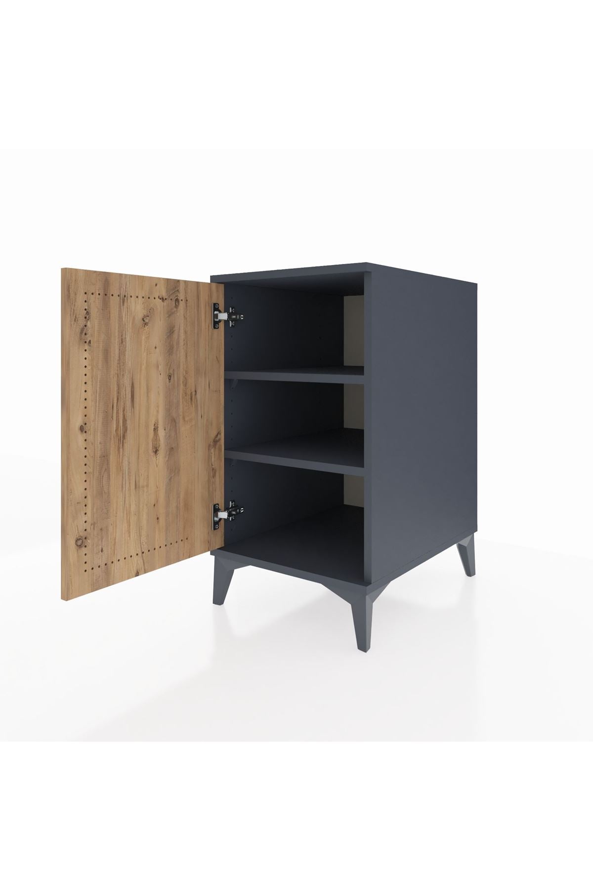 Kronos Komodin 2 Raflı Tek Kapaklı 44x59x80 Antrasit-Çam