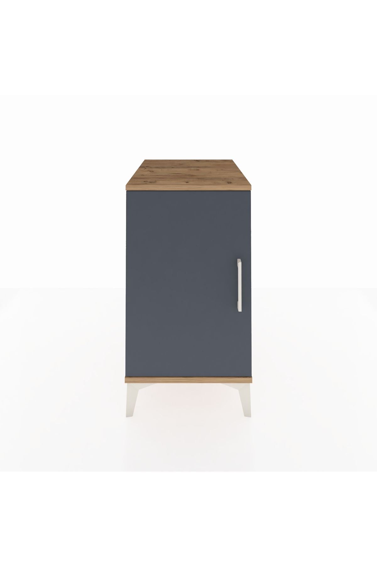 Kronos Komodin 2 Raflı Tek Kapaklı 44x59x80 Çam-Antrasit