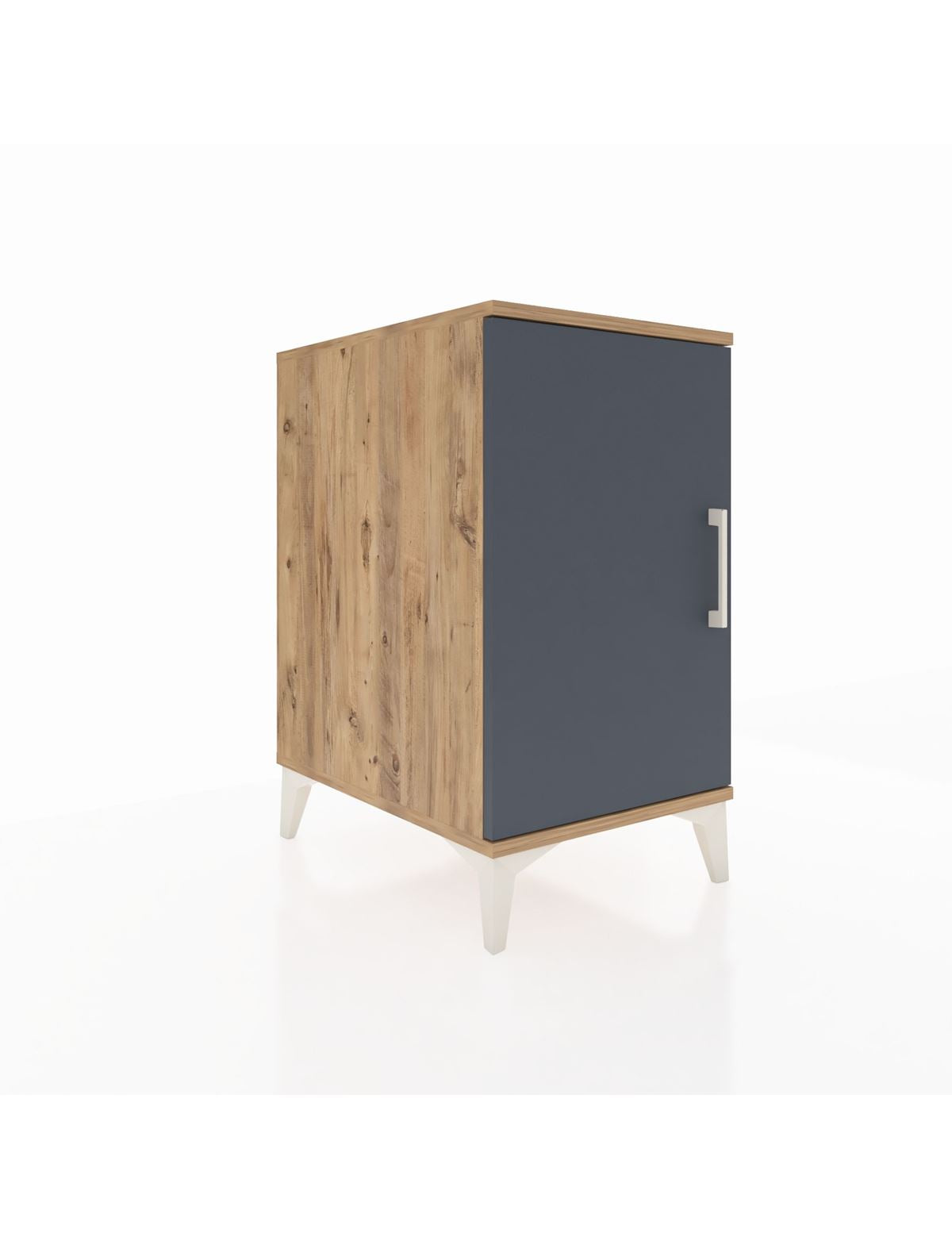 Kronos Komodin 2 Raflı Tek Kapaklı 44x59x80 Çam-Antrasit