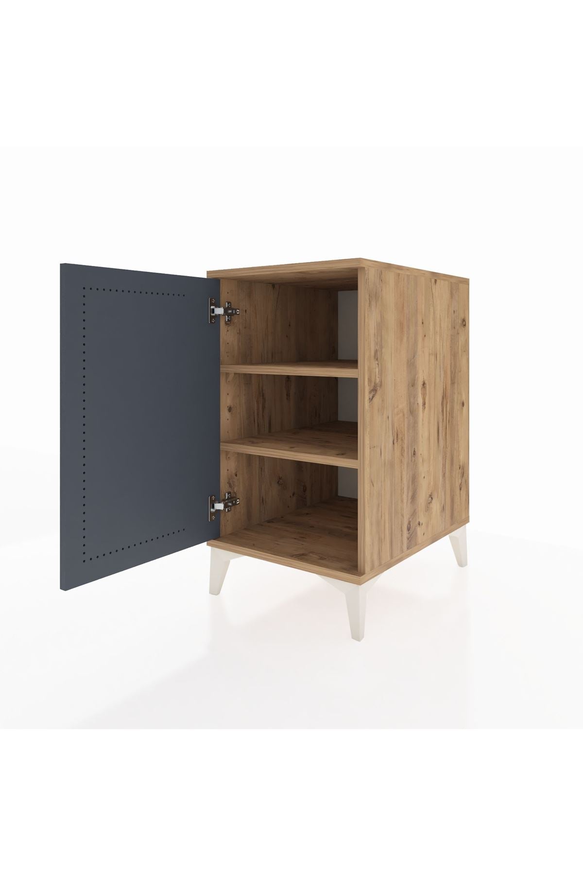 Kronos Komodin 2 Raflı Tek Kapaklı 44x59x80 Çam-Antrasit