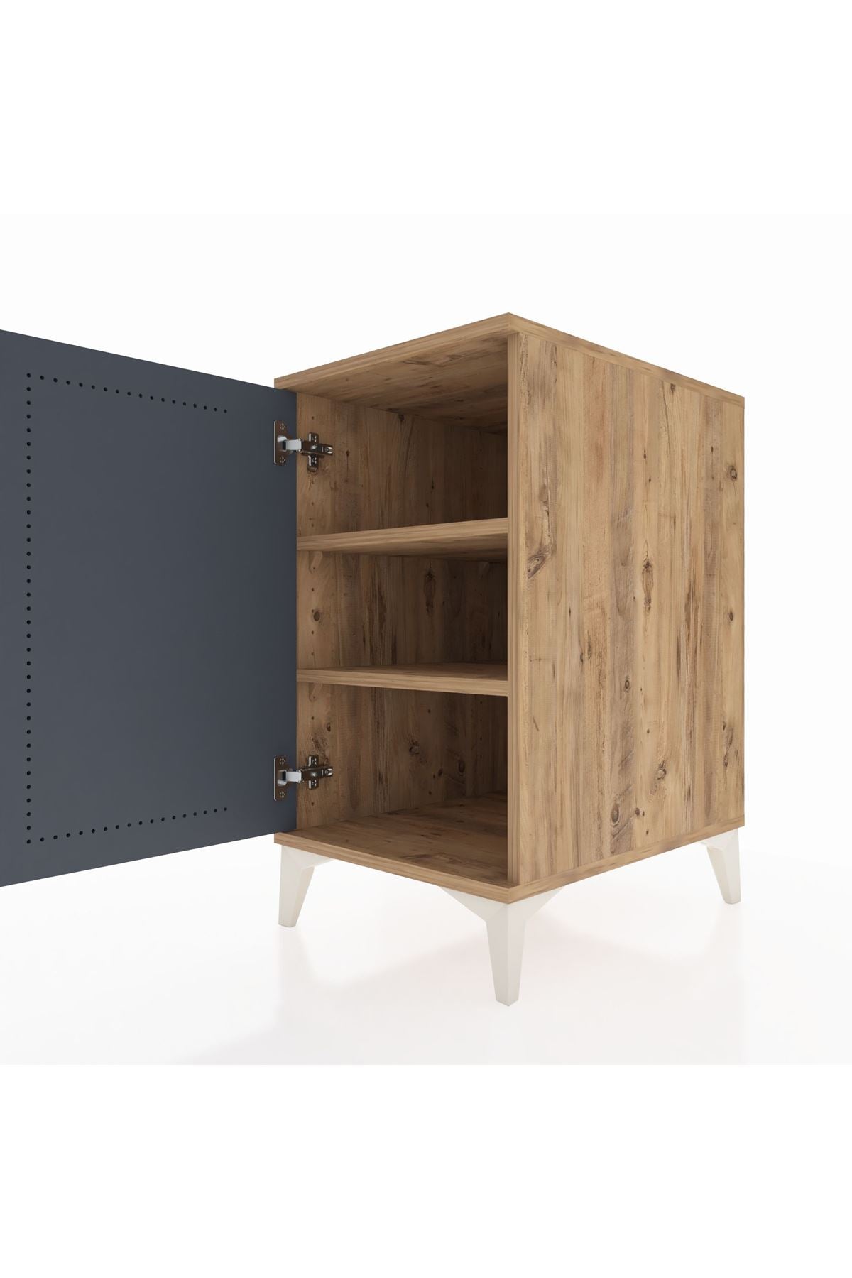 Kronos Komodin 2 Raflı Tek Kapaklı 44x59x80 Çam-Antrasit