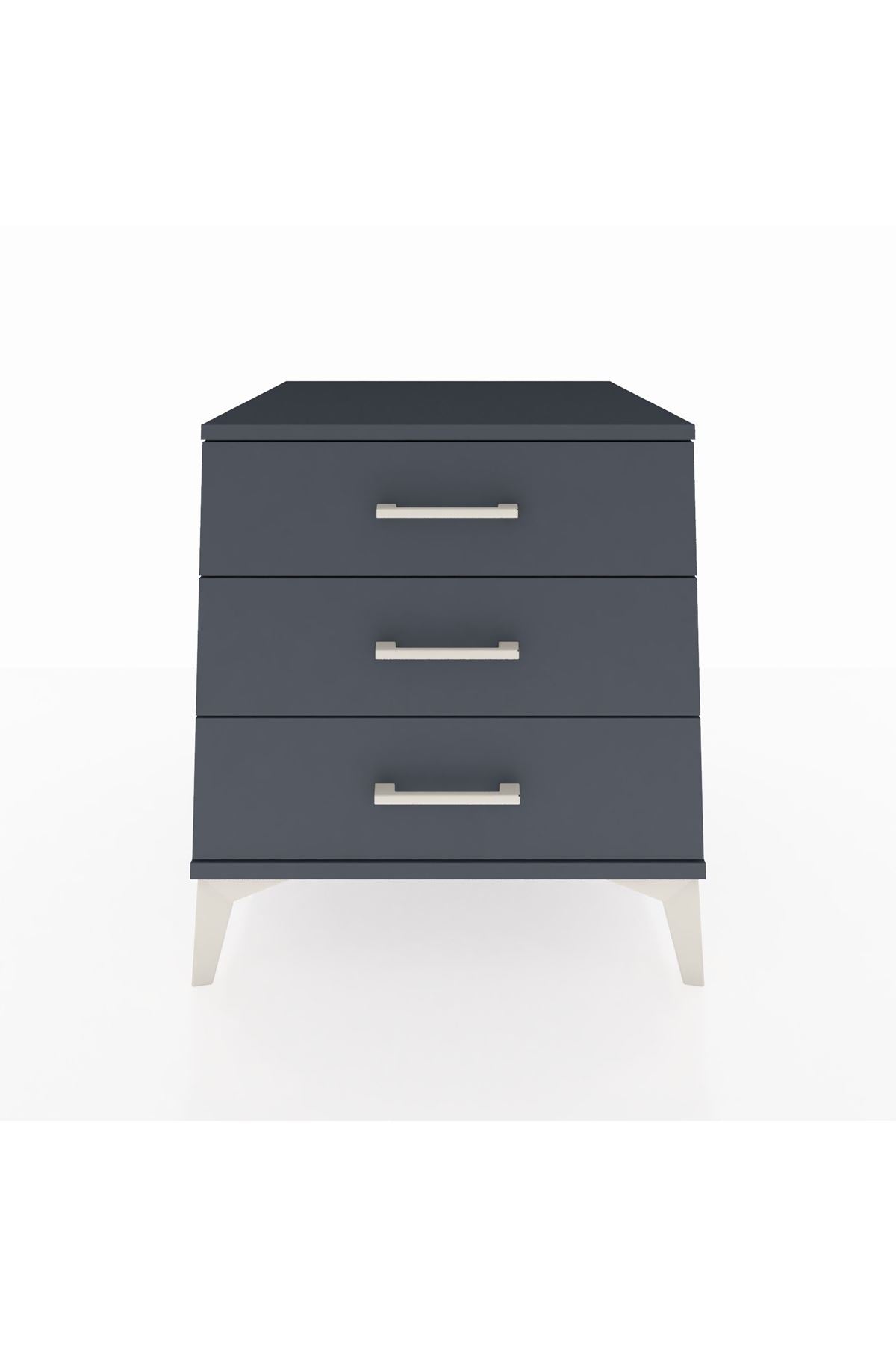 Kronos Komodin 3 Çekmeceli 60x59x64 Antrasit-Antrasit