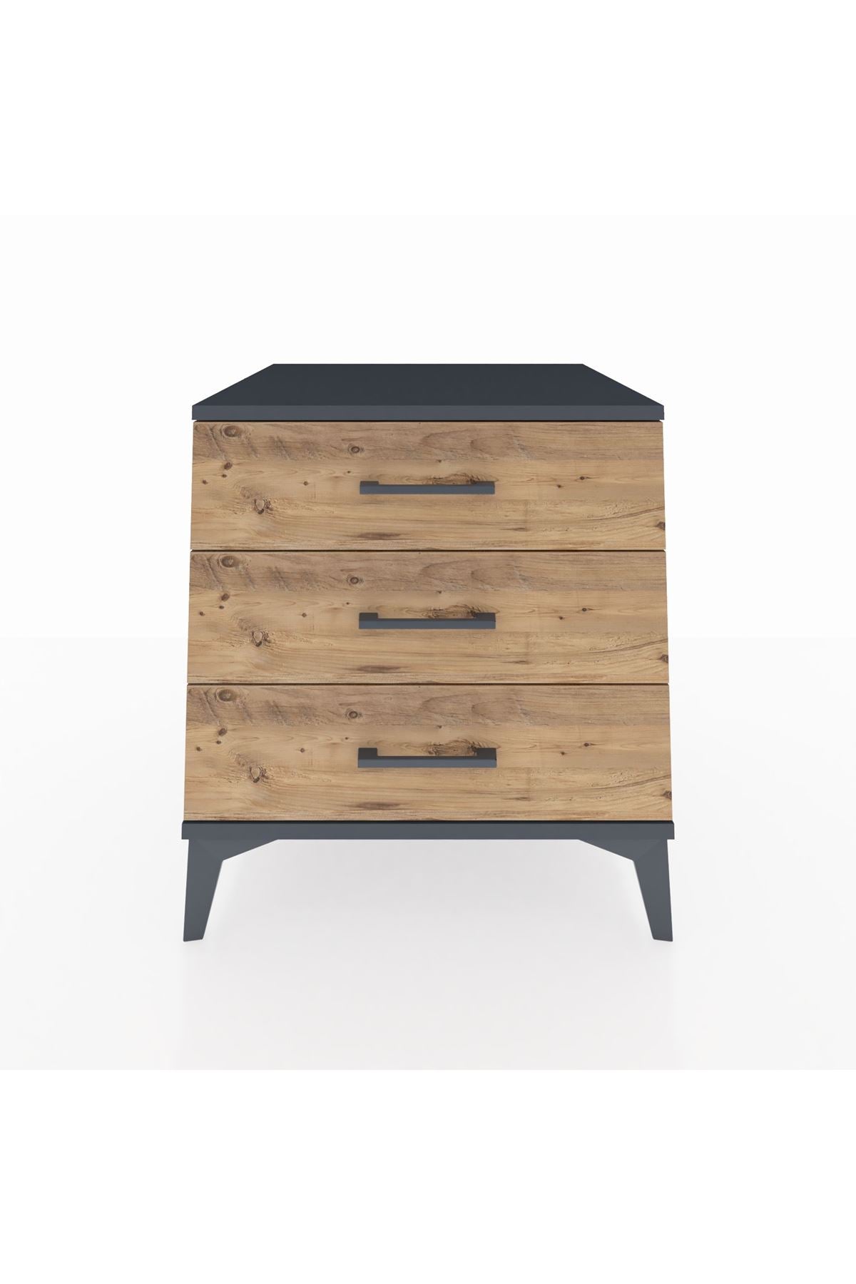 Kronos Komodin 3 Çekmeceli 60x59x64 Antrasit-Çam