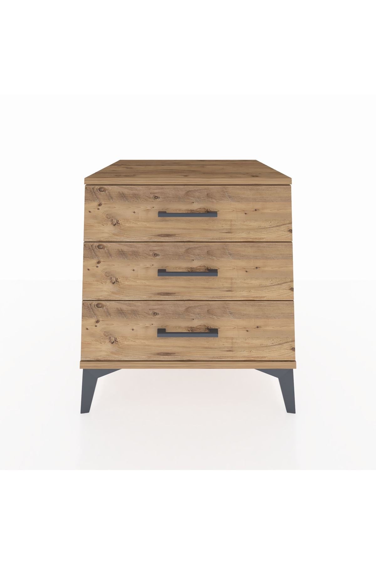 Kronos Komodin 3 Çekmeceli 60x59x64 Çam-Çam