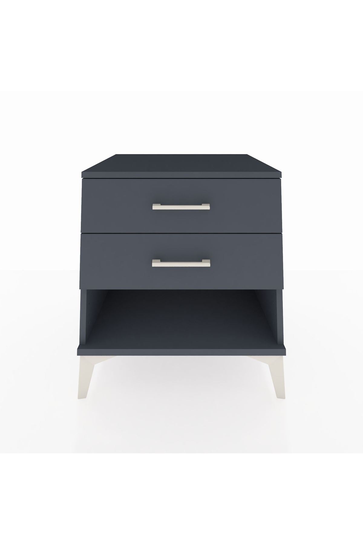 Kronos Komodin 2 Çekmeceli 60x59x64 Antrasit-Antrasit