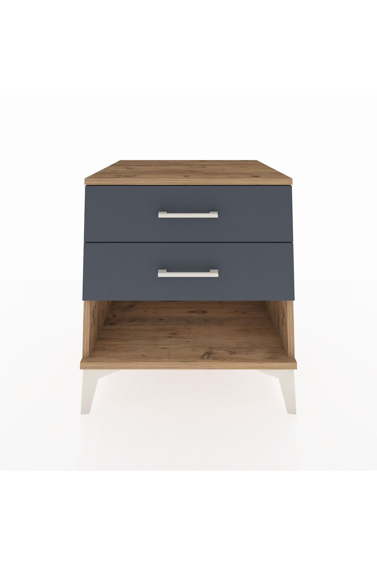 Kronos Komodin 2 Çekmeceli 60x59x64 Çam-Antrasit