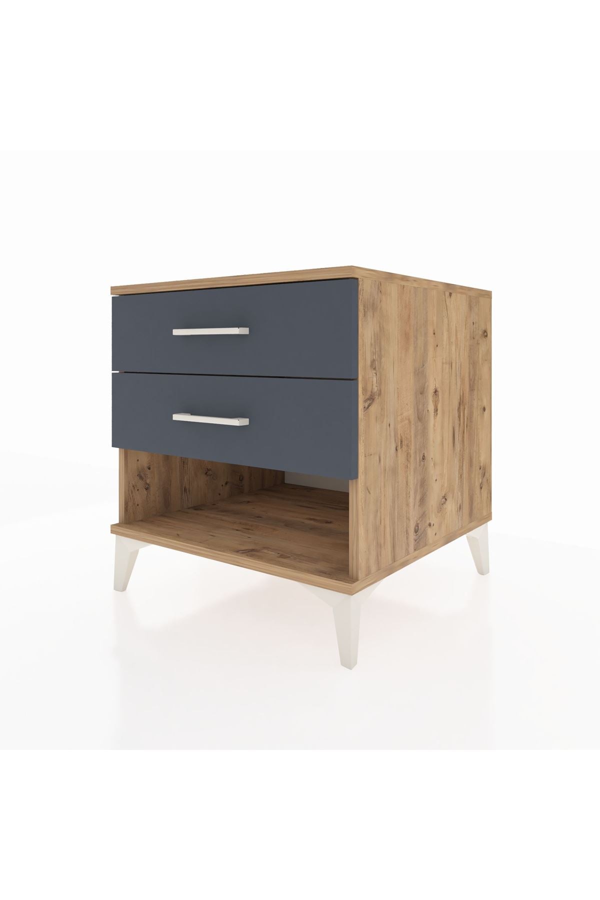 Kronos Komodin 2 Çekmeceli 60x59x64 Çam-Antrasit