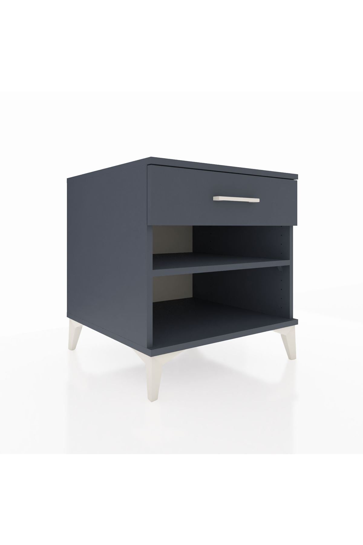 Kronos Komodin Tek Raflı Tek Çekmeceli 60x59x64 Antrasit-Antrasit