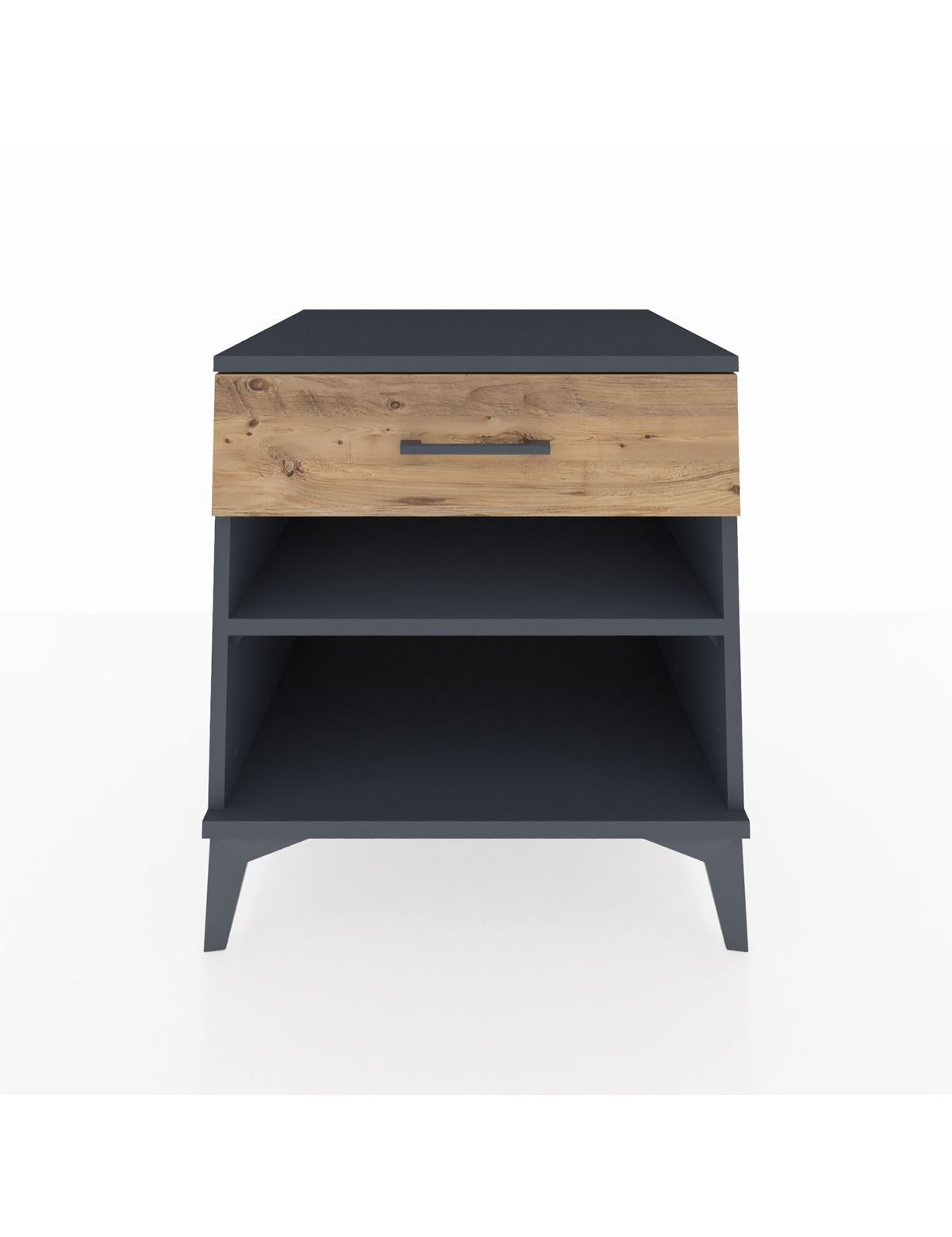 Kronos Komodin Tek Raflı Tek Çekmeceli 60x59x64 Antrasit-Çam