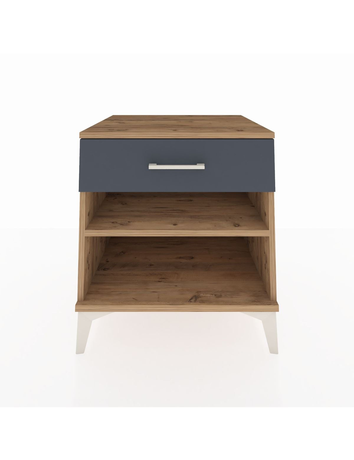 Kronos Komodin Tek Raflı Tek Çekmeceli 60x59x64 Çam-Antrasit