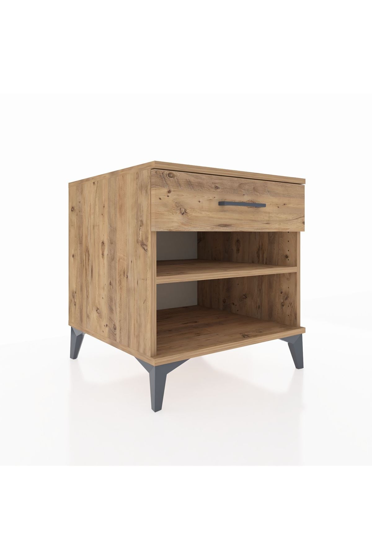 Kronos Komodin Tek Raflı Tek Çekmeceli 60x59x64 Çam-Çam