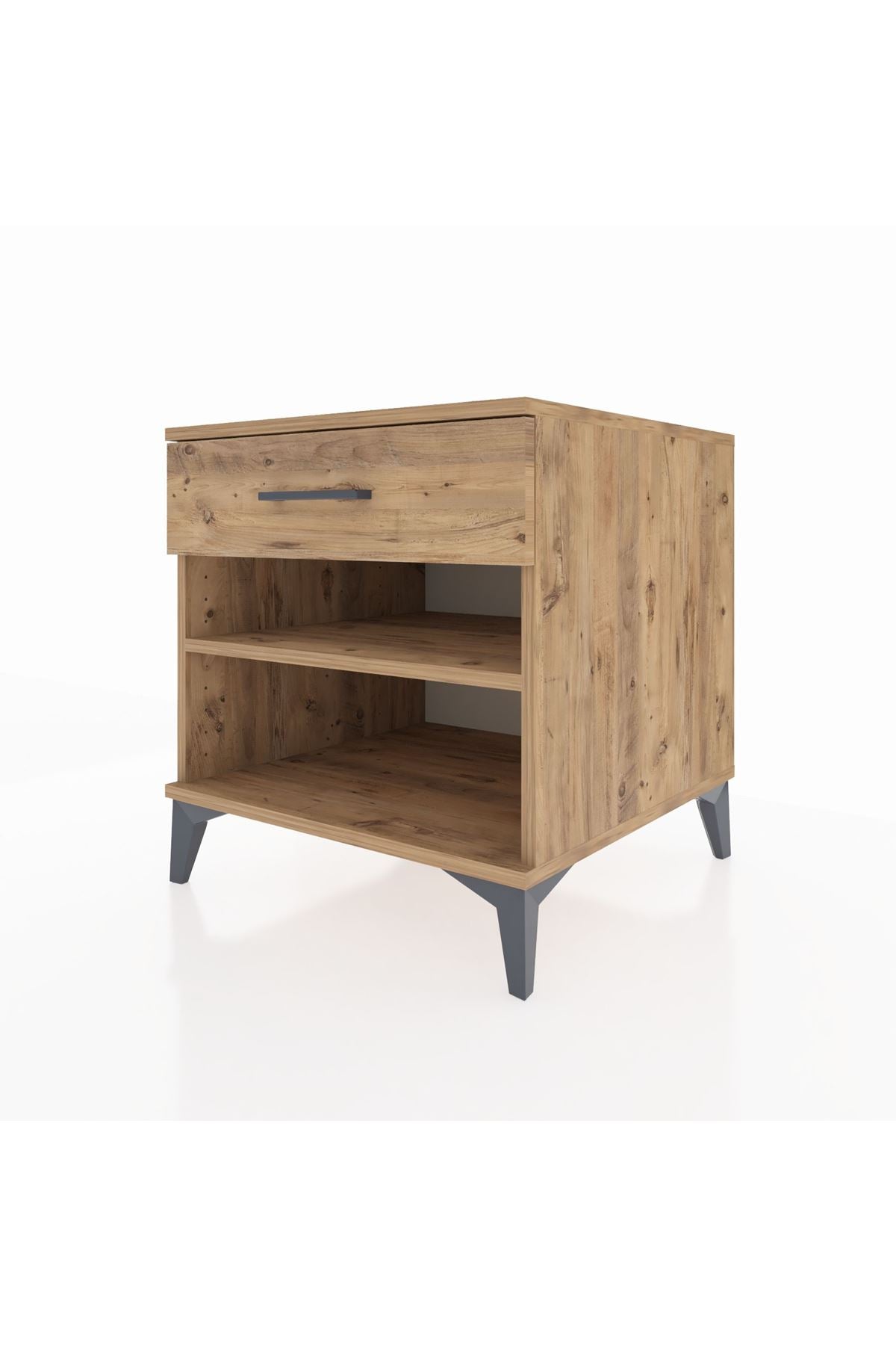 Kronos Komodin Tek Raflı Tek Çekmeceli 60x59x64 Çam-Çam