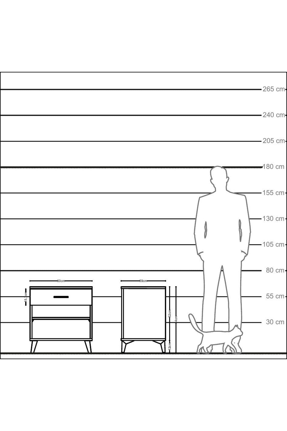 Kronos Komodin Tek Raflı Tek Çekmeceli 60x59x64 - S78M003V9C