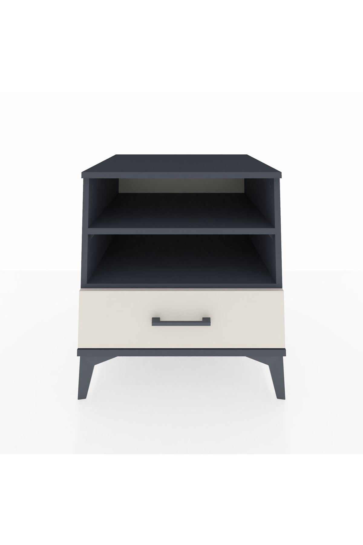 Kronos Komodin 2 Raflı Tek Çekmeceli 60x59x64 Antrasit-Aytaşı