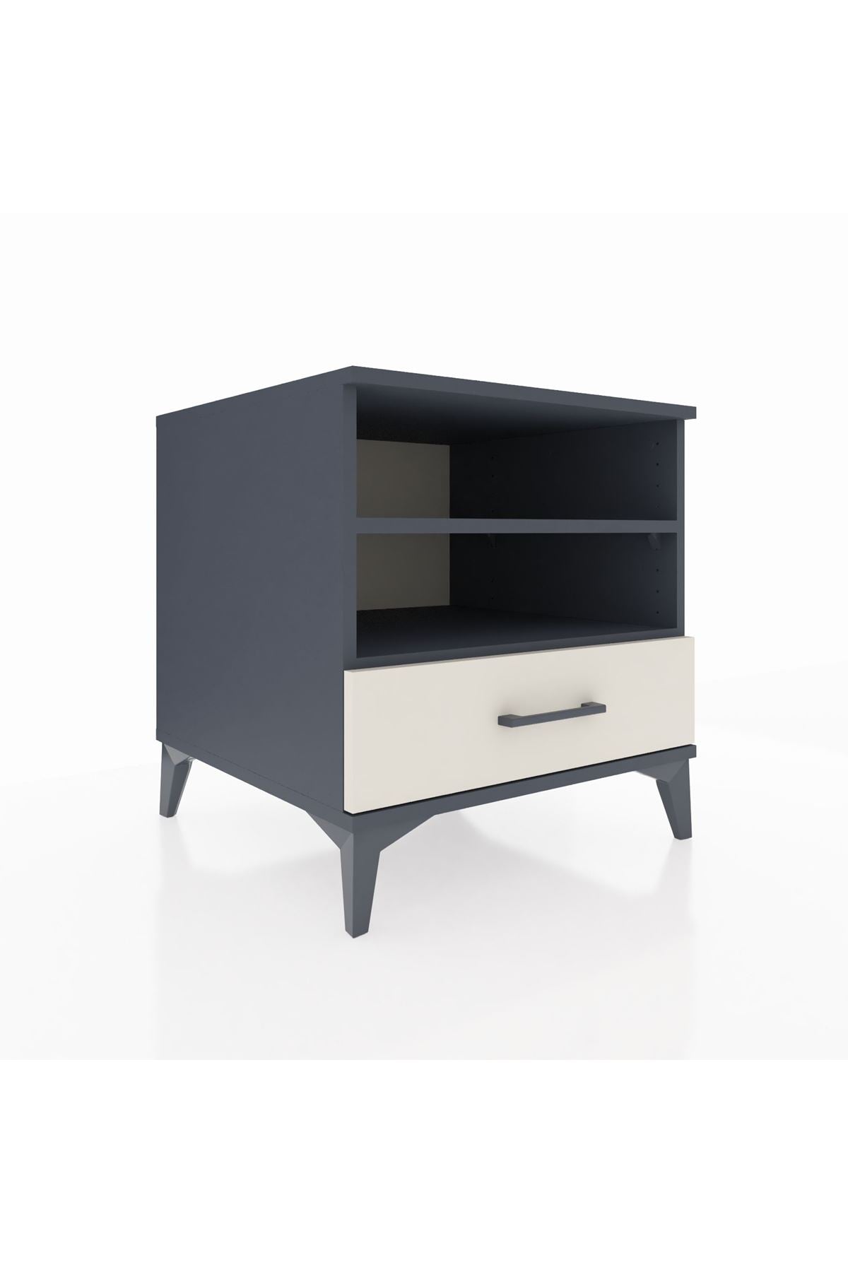 Kronos Komodin 2 Raflı Tek Çekmeceli 60x59x64 Antrasit-Aytaşı